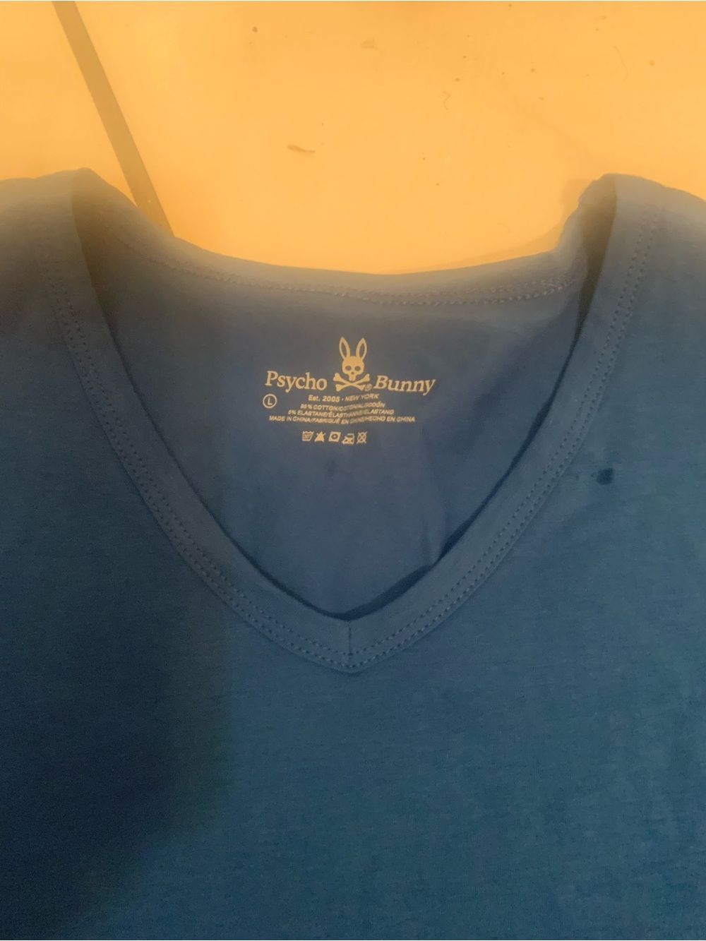 Psycho Bunny Men's V-Neck Tee in Blue